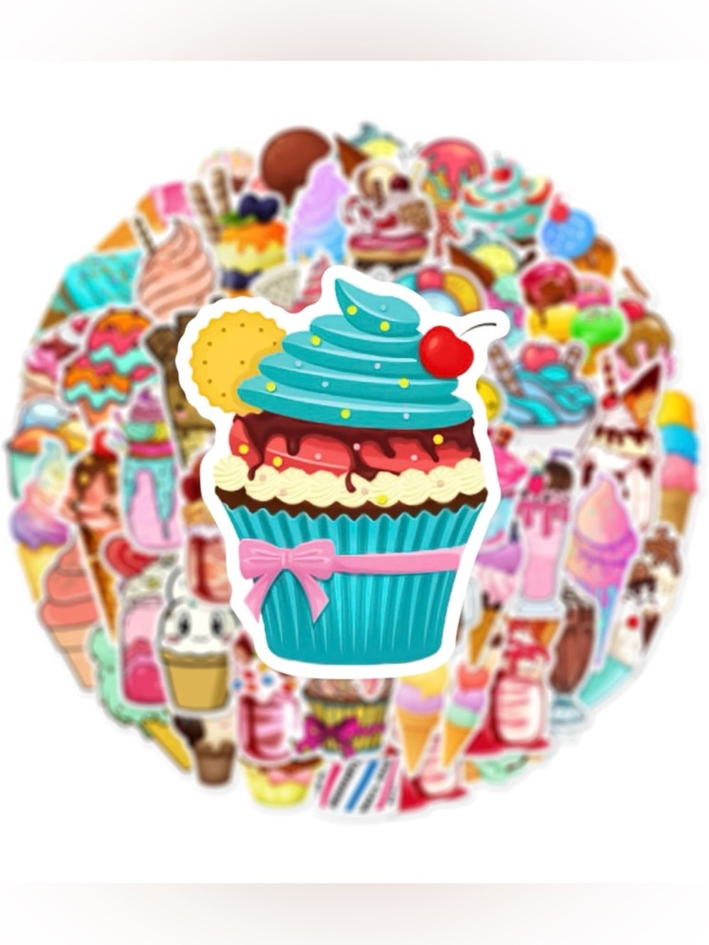 Kawaii Ice Cream & Sweet Treat Vinyl Sticker Bundle | 2 Sets of 20 Waterproof - Picture 3 of 9